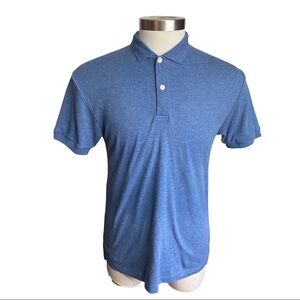 David Taylor Heathered Smoky Blue 2-Button Short Sleeve Polo Shirt Men’s Large